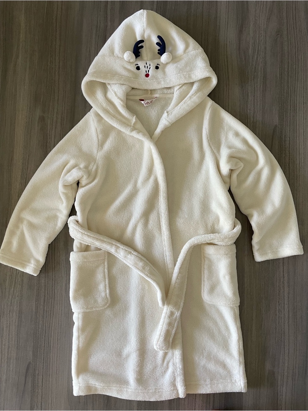 Tchibo Cozy Together Kids Reindeer Hooded Plush Bathrobe 134/140 White